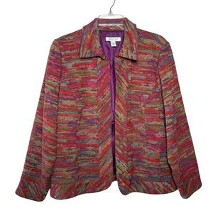 Vintage Woven Rainbow Tapestry Blazer Jacket Sz Lg 90s Y2K Coldwater Creek